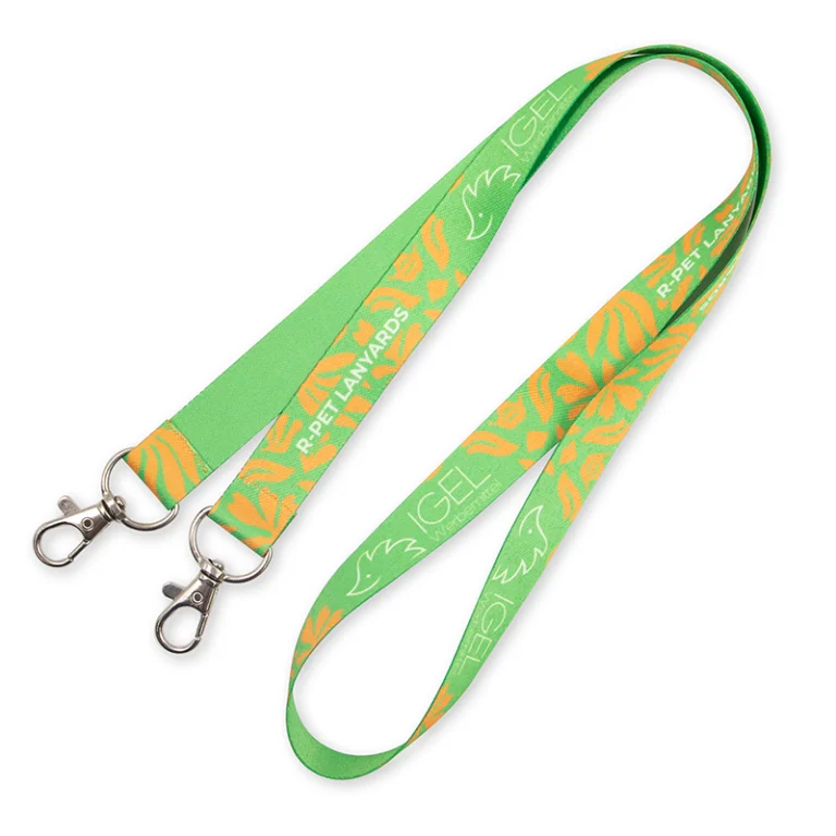 rPET Lanyard mit zwei Karabinerhaken. Igelshop. Werbeartikel.