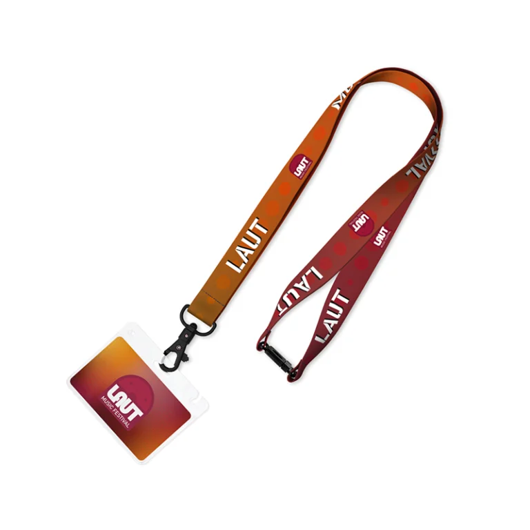 Einseitig Festival rPET Lanyard mit Sicherheitsverschluss. Der sichere Weg, Ihre Marke zu präsentieren.