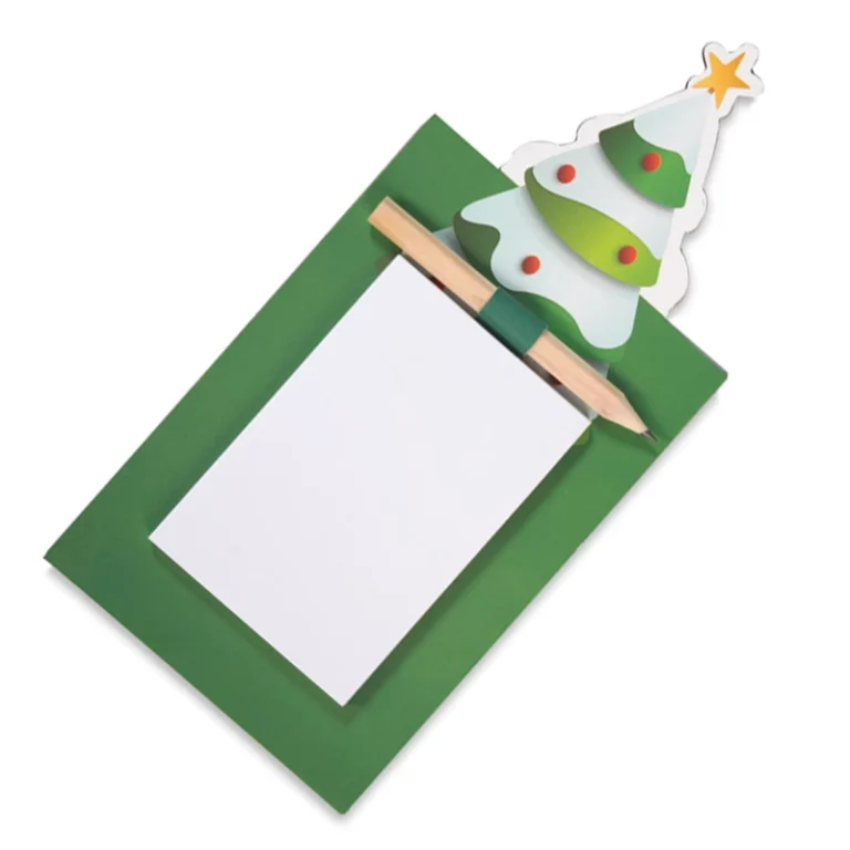 Grüner Notizblock mit Magnet SNOWY Tannenbaum – Weihnachtsstimmung für Ihr Zuhause oder Büro.