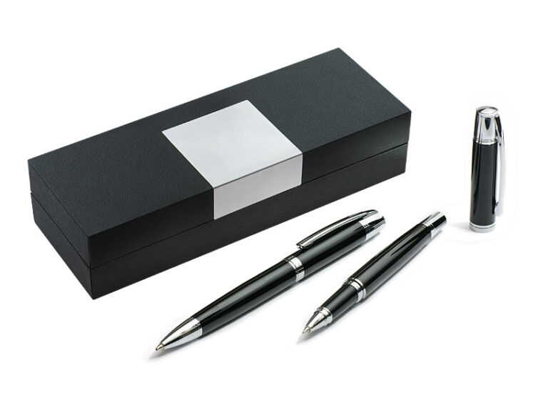 Schreibset CALIFORNIA: Moderne Eleganz für Ihren Schreibtisch. Set aus Stift und Kugelschreiber. Verpackt im Koffer. perfekt zum Personalisieren. Geschenkset.